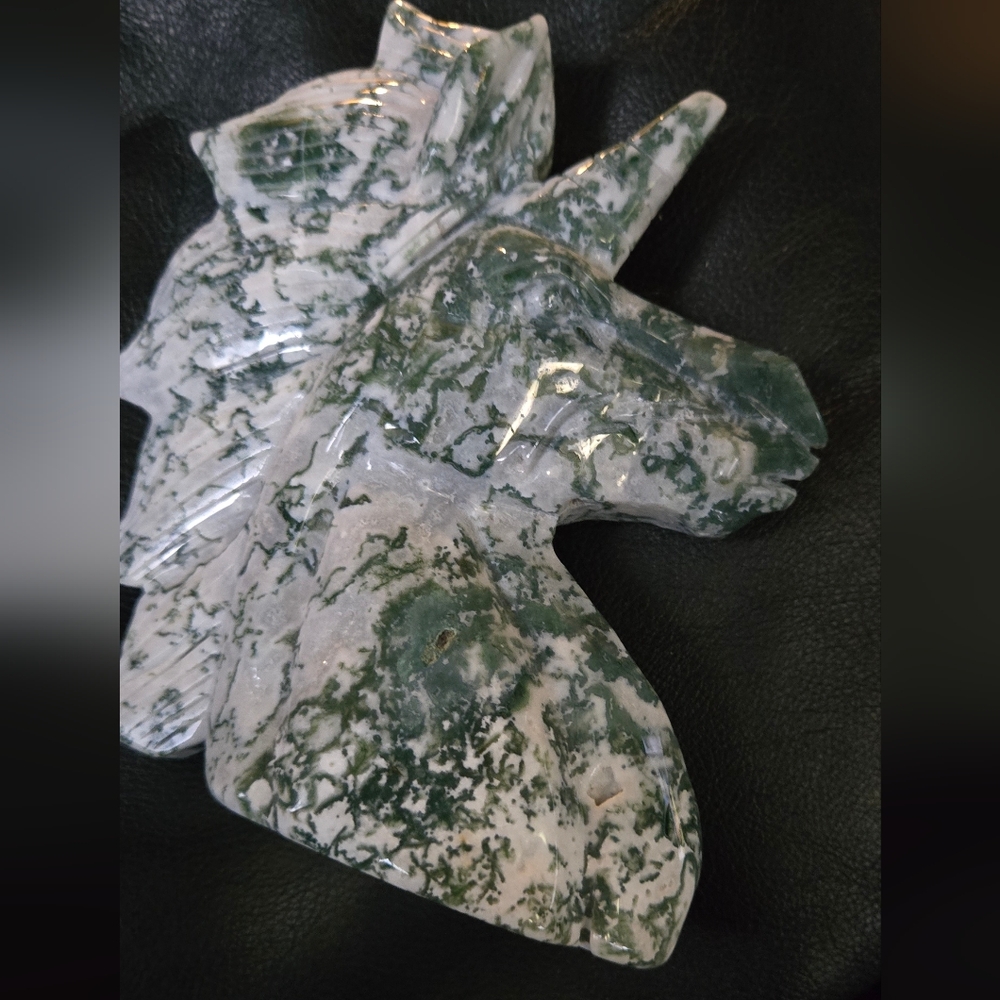 Moss Agate GORGEOUS Unicorn 6.3/4"x5.3/4" - Picture 5 of 14